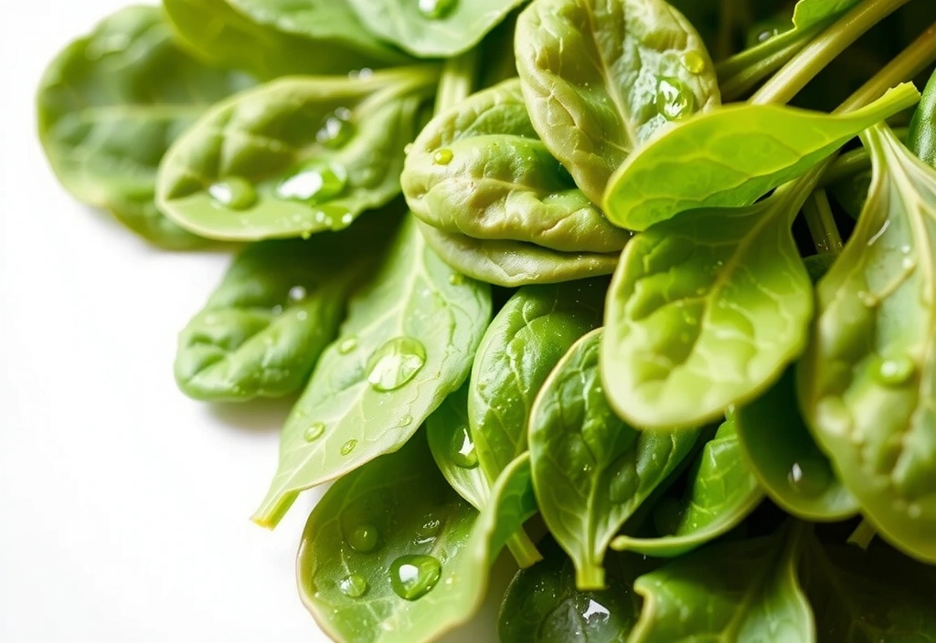 Una pila de espinacas frescas y vibrantes