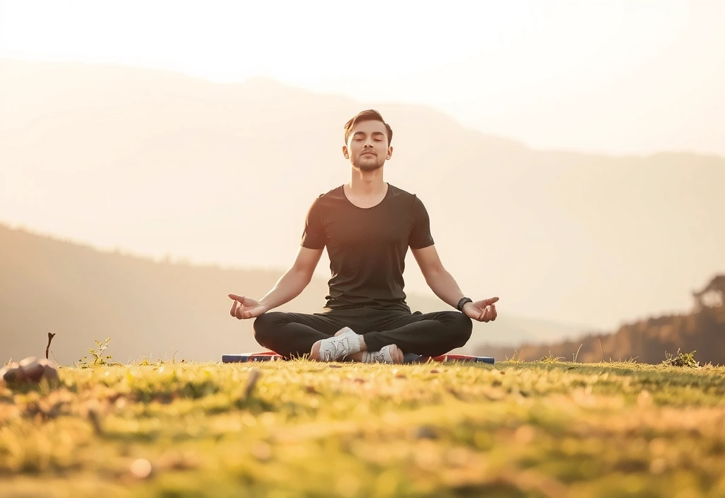 Persona meditando en un entorno pacífico.