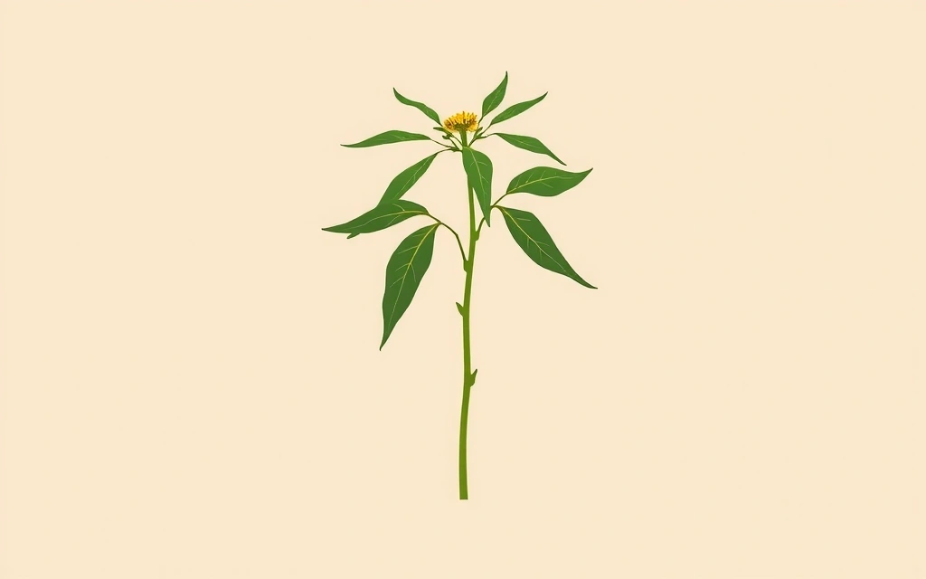 Ilustración botánica minimalista de una planta de Ashwagandha o Rhodiola
